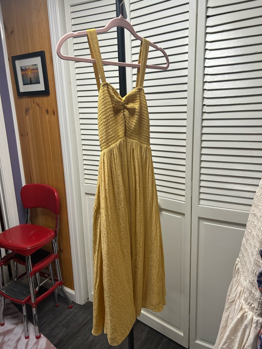 Nwot Hatch Yellow Smocked Maxi Dress with Wide Straps